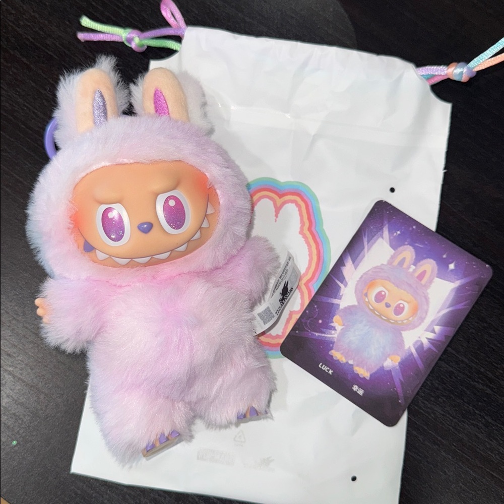 LABUBU - LUCK** purple Furry Keychain tie die NEW*** AUTHENTIC